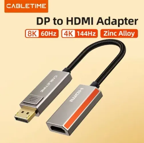 Cabo displayport para adaptador HDMI 8k 60hz 4k 144hz HDR 10