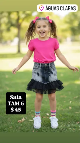 Saia jeans com renda 6/7 anos 