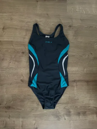 Maiô feminino tam P tons de azul e cinza da Oxer
