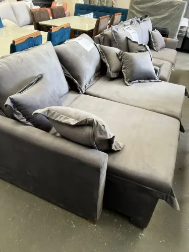 Sofá Cama Veludo Cinza NOVO FRETE GRÁTIS