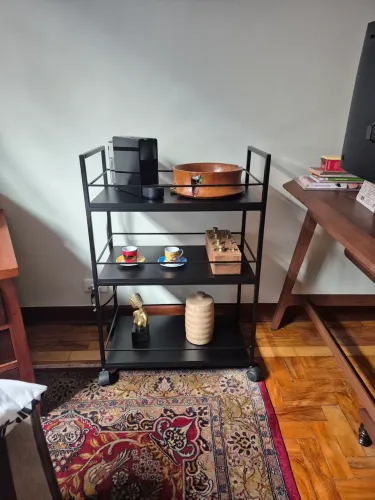 Carrinho de Bebidas Barzinho Adega Estilo Industrial Preto Preto
