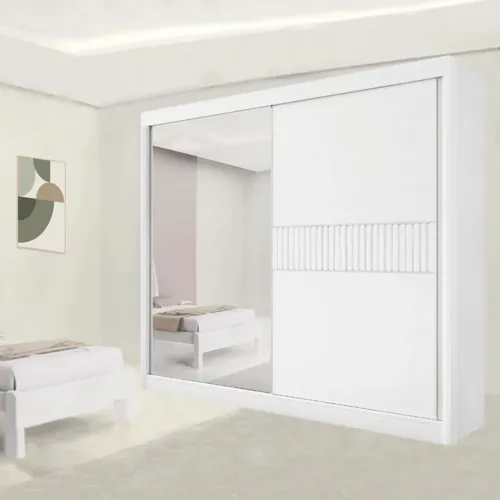 Guarda-Roupa Casal 2 Portas Titanium Ripado MDF Branco rf43