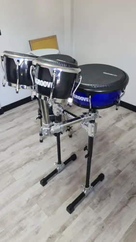 Congas Compactas NewGroove 11.06 e 12.06 + Bongo NewGroove 7.5" e 8.5" + Suporte Bongô 