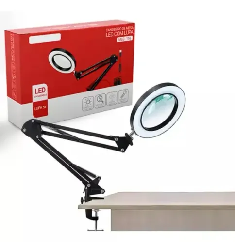 Lupa Luminária De Mesa Led 10w Bivolt Braço Articulável