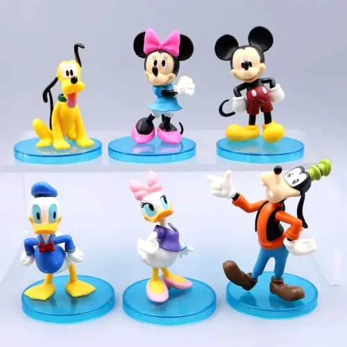 Bonecos Disney Mickey Minnie Pateta Pluto Pato Donald 6pcs
