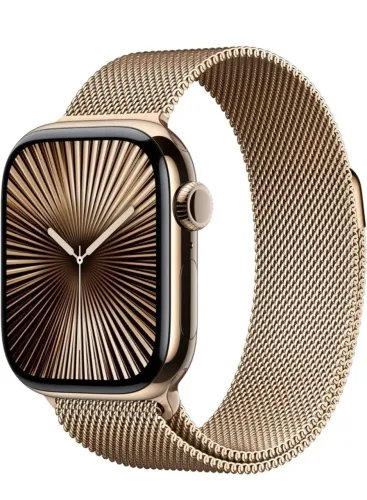 APPLE WATCH 10 42MM GPS + CELULAR COR TITÂNIO GOLD PULSEIRA MILANESE GOLD