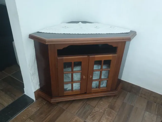 Cristaleira Buffet aparador rack vintage de madeira maciça de canto 