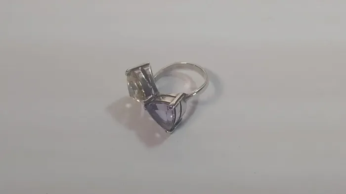 Anel com AMETISTA(5ct)CITRINO (5ct)trilhante fadosdos sem inclusões em prata 925.