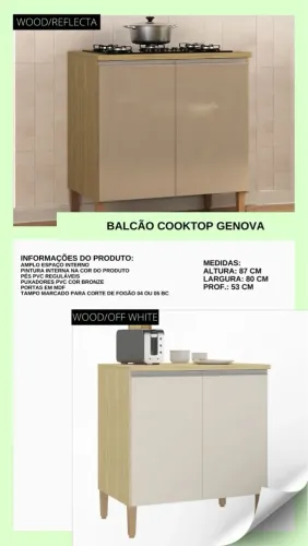 Balcão Cooktop Genova - 4ou 5 bocas 