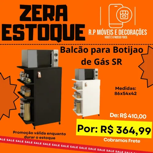 Balcao para Botijao de Gas Gold 1Porta 3Prateleiras