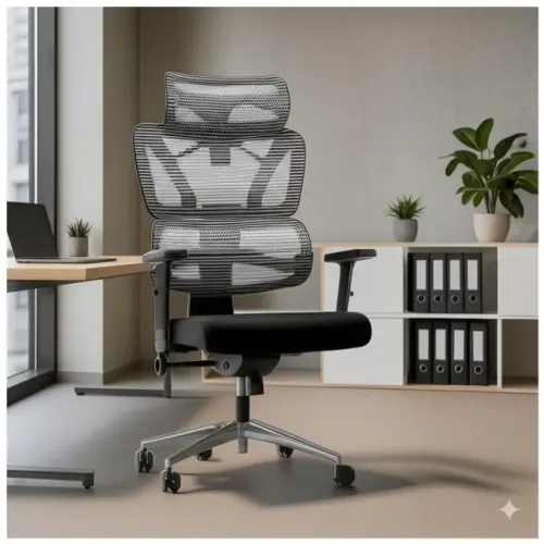 Cadeira Presidente Escritório Tela ÉDON Preta Ergonômica Conforto Executivo Design  30066