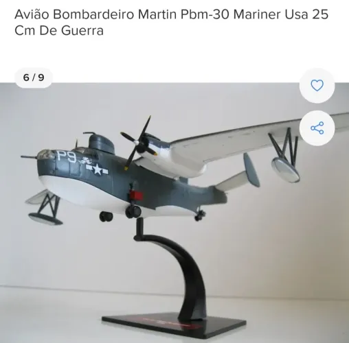 Miniatura Avião Bombardeiro Martin Pbm-30 Mariner