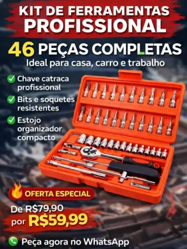 Kit de Ferramentas Profissional 46 Peças - Novo