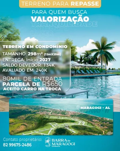 OPORTUNIDADE - Terreno em condomínio Maragogi