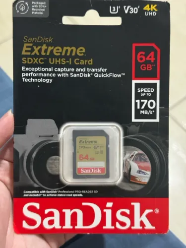 Cartão sandisk extreme 64gb