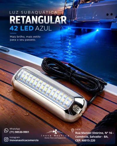 Luz Subaquática Retangular 42 LED Azul