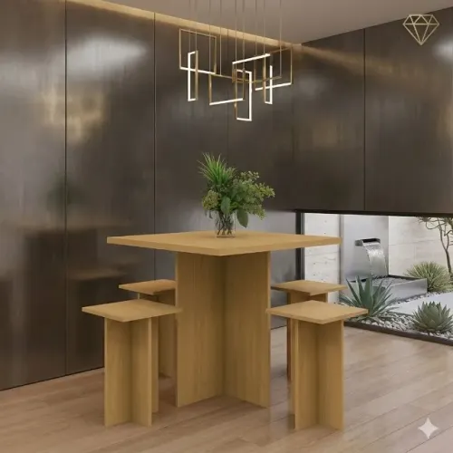 Kit Mesa Quadrada + 4 Bancos Dakar - Pronta Entrega