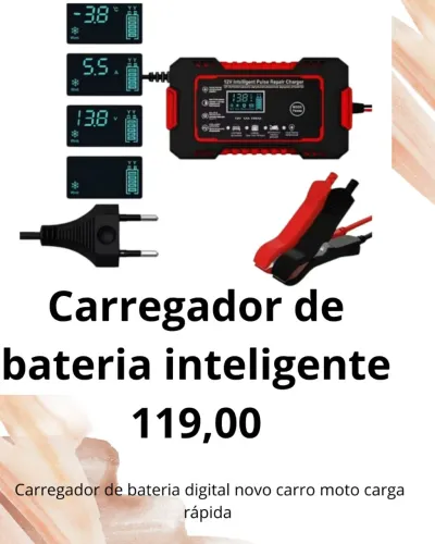 Carregador de bateria carro moto digital novo