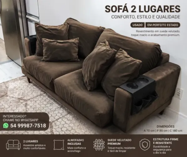 Sofá 2 Lugares estilo contemporâneo