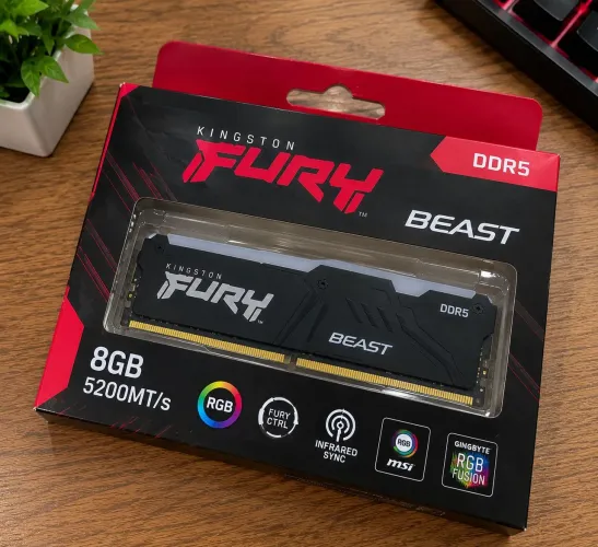 Memória Ram Kingston Fury Beast RGB, 8GB DDR5 5200 MHZ NOVO lacrado