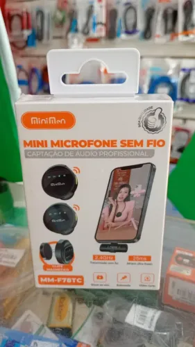 Mini Microfone Sem Fio Lapela Tipo-C - Novo