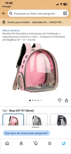 Mochila de passeio pra gato nova nunca usada