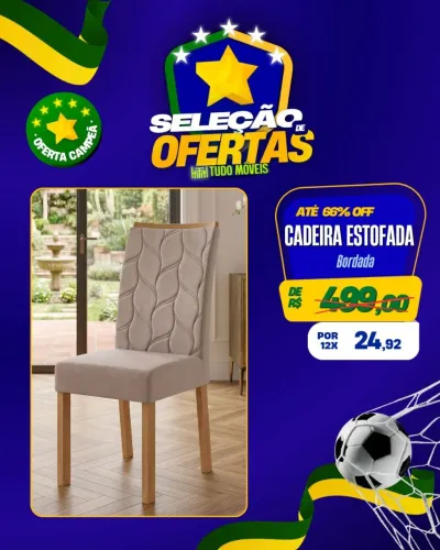 Cadeira estofada bordada