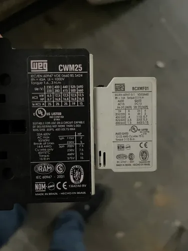 Contator WEG CWM25 Original Novo + Bloco Auxiliar BCXMF01 (24VDC)