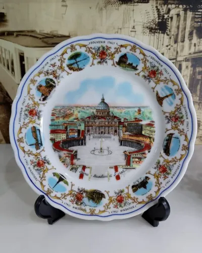 Prato Decorativo Souvenir Itália porcelana alemã.