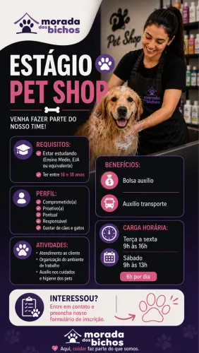 Vaga de estágio em pet shop