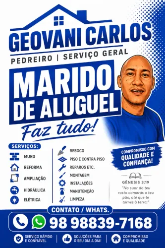 Pedreiro, serviço geral e marido do aluguel