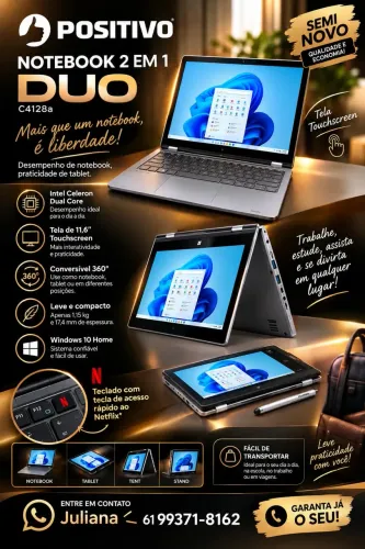 Notebook 2 Em 1 Positivo Duo C4128a Intel Celeron