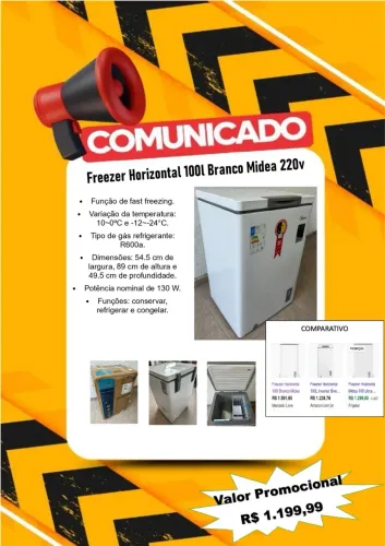 Freezer horizontal 100 litros