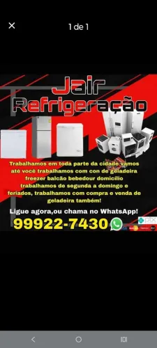 Refrigeração jair trabalhamos em toda parte da cidade vamos até você