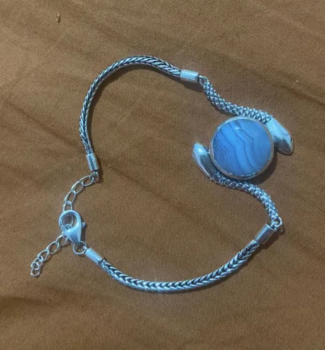 Pulseira feminina de prata com pedra Ágata!