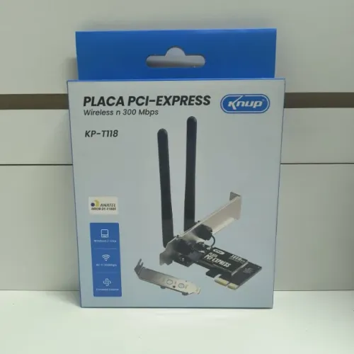 Placa de Rede Wi-fi 300mbps 2 Antenas Pci-express 1x Kp-t118 Knup *ENTREGA GRÁTIS*