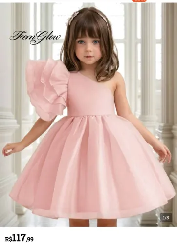 Vestido Menina Rosa 5 anos Festa Aniversário