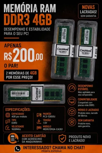 Memória ddr3 4gb 2 unidades