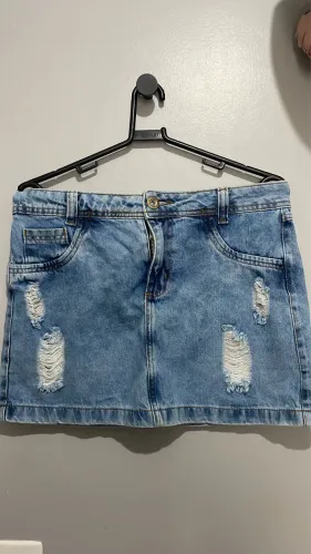 saia jeans feminina destroyed clara