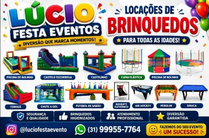  Locação de brinquedos Ideal para festas de aniversário, escolas, empresas e eventos 