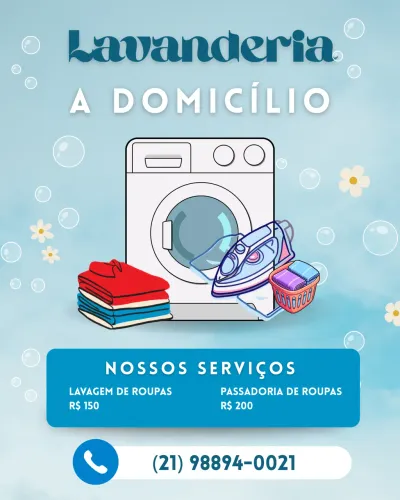 Lavanderia a domicílio! Roupas limpas, cheirosas e bem cuidadas.