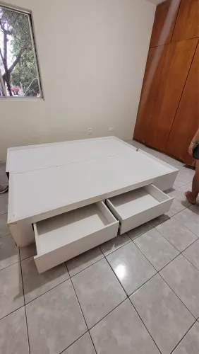 Base cama casal madeira com gavetas