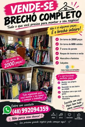 Brechó completo roupas e mobiliário 