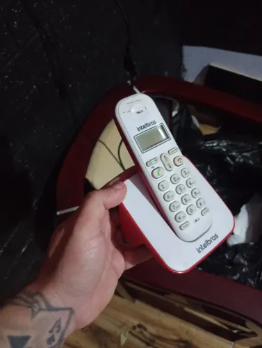 telefone intelbras sem fio ts3110 branco e vermelho
