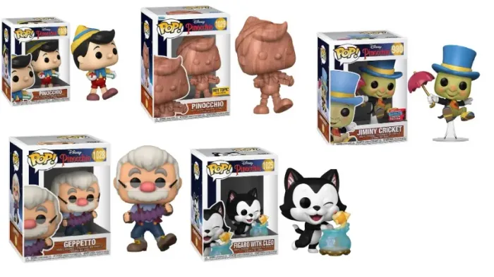 Conjunto Funko Pop Pinoquio Blue Fairy/Figaro Cleo/Jiminy Cricket/Pinocchio/Geppetto