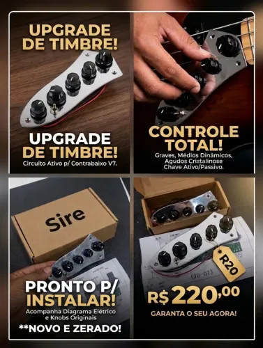 Circuito Ativo/Passivo para Contra Baixo - Estilo Sire V7 (JB-07) - Novo na Caixa