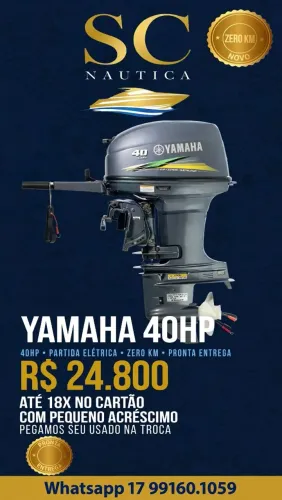 Motor de Popa 40 HP Partida Elétrica zero