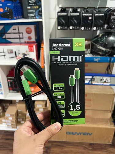 Cabo HDMI 8K 1,5M de comprimento Brasforma 