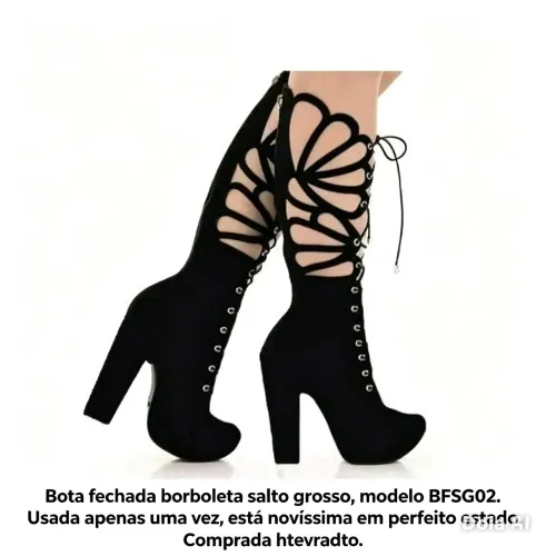 Bota fechada borboleta salto grosso