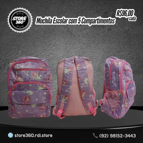 Mochila Escolar com 5 Compartimentos